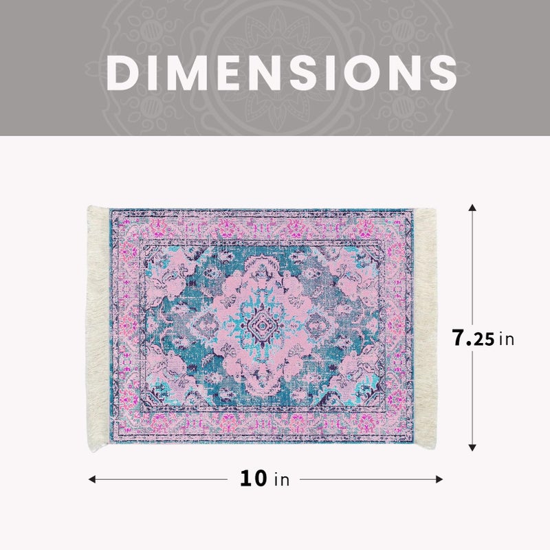 Infusion Oriental Rug Fringe-Trim Mouse Pad - Pink & Blue Persian-Inspired Design  Non-Slip Backing  Stylish Desk Accessory - Image 5